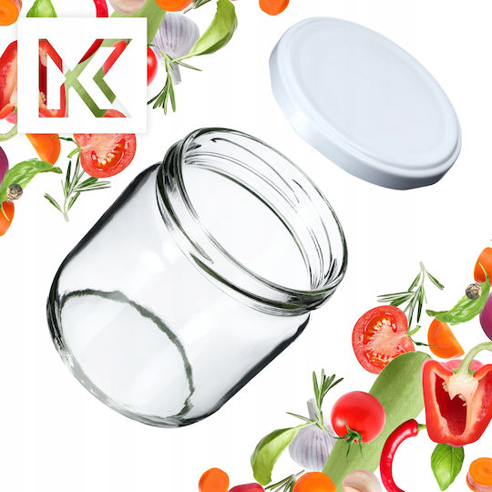 Kadax 12x Borcan 425ml Borcane de Sticlă Conserve Murături Miere Capace Fi82