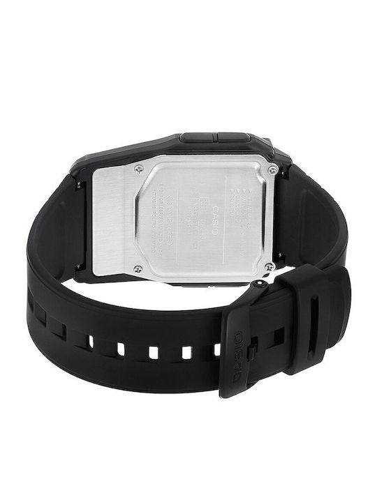 Casio Ψηφιακό Ανδρικό Ρολόι 37mm Μπαταρίας με Μαύρο Καουτσούκ Λουράκι