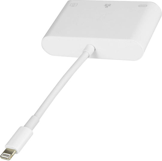 Avizar Convertor Lightning Masculin în Ethernet / USB-A / USB-C Feminin Alb 1 Bucată ADA-3100M-IP5