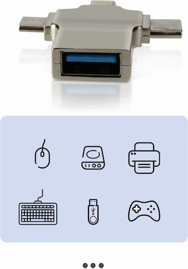 LinQ Lightning / USB-C / micro USB male to USB-A female Converter Silver 1 Piece