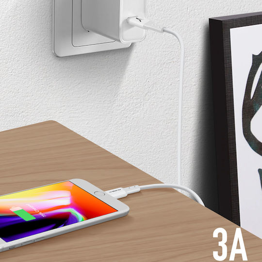 Akashi Редовна USB-C към Lightning кабел Бял 3м (ALTCABLTC3)