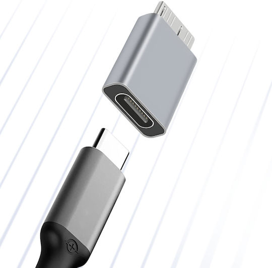Женски Usb-c към Мъжки Micro B Адаптер за Зареждане и Синхронизация Компактен Сив