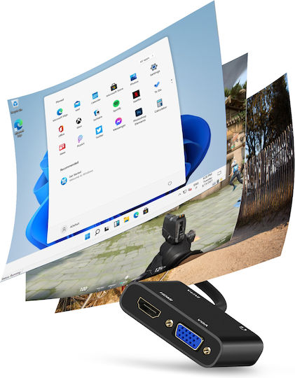 Avizar Male Hdmi To Female Vga Hdmi Adapters 3.5mm Audio Jack Black