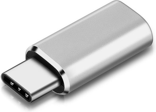 Adaptor Lightning Feminin USB C Încărcare Sincronizare Argintiu