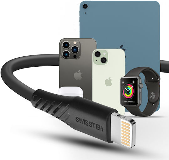 Swissten USB-A to Lightning Cable 60W Black 1.5m (71533010)