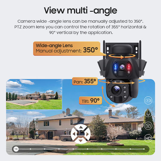 Sectec ST-5986M 4G IP Κάμερα Παρακολούθησης 4G Full HD+ 3MP Αδιάβροχη Μπαταρίας με Αμφίδρομη Επικοινωνία και Φακό 2.8mm