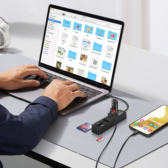 LinQ USB-Hub mit 3 Anschlüssen USB 3.0 mit Anschluss an einen Computer USB-C