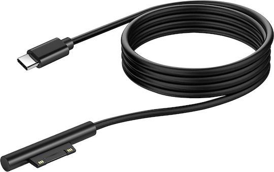 Avizar Usb-c 45w Зареждащ Кабел Surface Pro 7 Pro 6 5 4 3 Go Черен