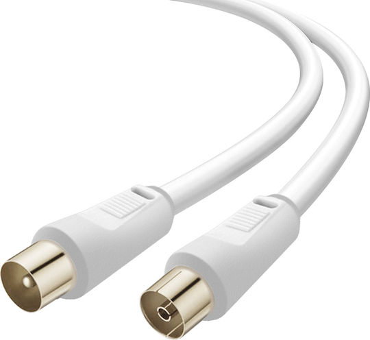Coaxial TV Antenna Cable Male Female 9.5mm PVC 5m Linq White