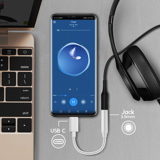 Avizar USB-C Männlich zu 3.5mm Weiblich Konverter Weiß 1Stück USBC-35-WH