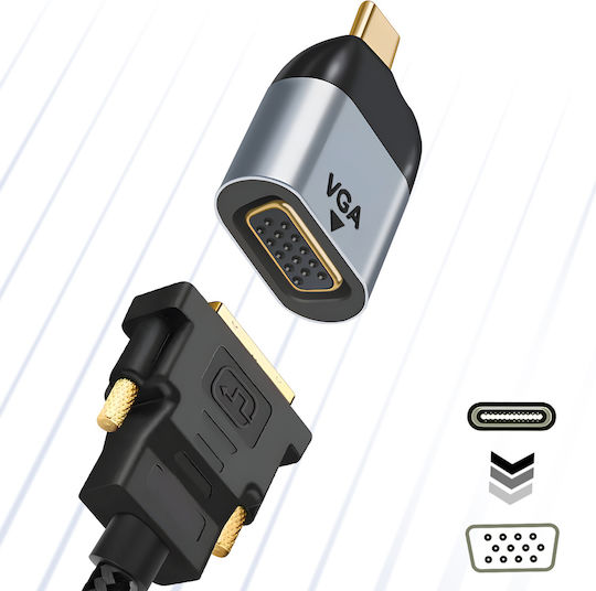 Avizar USB-C Männlich Zu USB-C Weiblich Gray 1Stück C2VGA