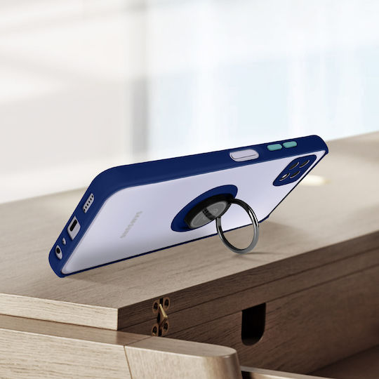 Case Samsung Galaxy A22 5g Bi-material Metal Ring Support Dark Blue