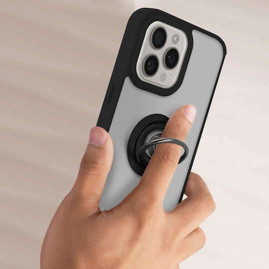 Carcasă hibridă bimaterială neagră Ringrip Support Video Ring pentru iPhone 15 Pro