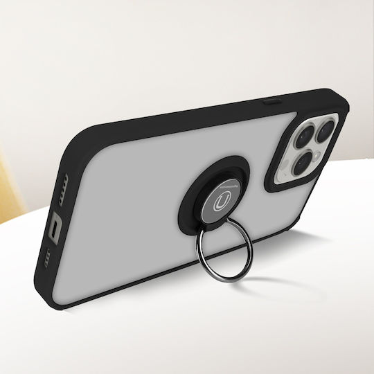 Carcasă hibridă bimaterială neagră Ringrip Support Video Ring pentru iPhone 15 Pro