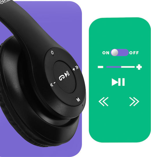Avizar P15-BK Wireless Wired On Ear Headphones Black
