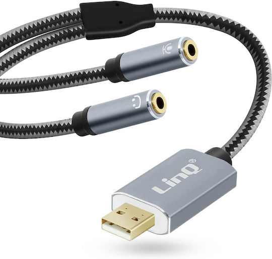 LinQ Конвертор 3.5mm женски към 3.5mm женски Сив 1бр U3532