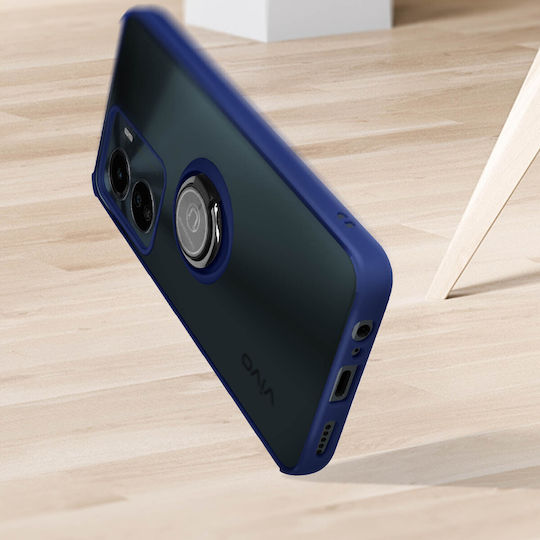 Case Vivo Y16 Dual Material Metal Ring Video Support Blue