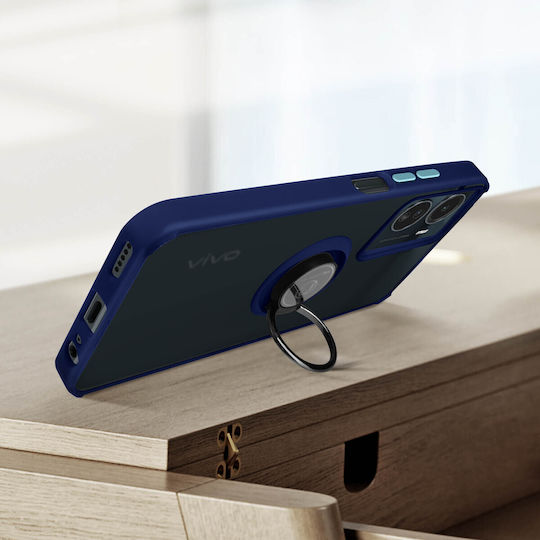 Case Vivo Y16 Dual Material Metal Ring Video Support Blue