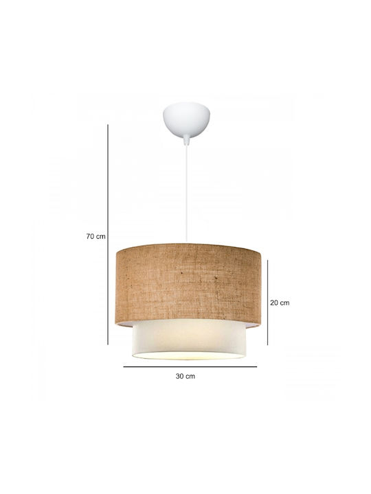 Megapap Whitehouse Pendant Light Beige with Socket E27 30x20x55cm