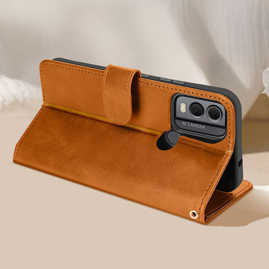 Avizar Foliohülle Nokia C22 Brieftasche Handriemen Hellbraun