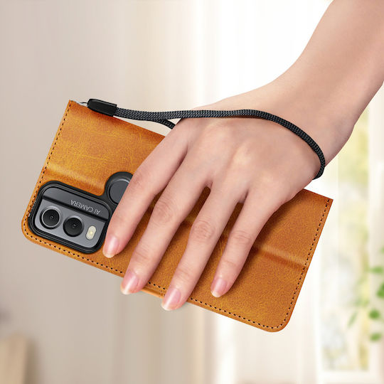 Avizar Foliohülle Nokia C22 Brieftasche Handriemen Hellbraun