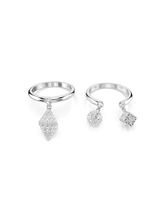 Swarovski Dextera Σετ Γυναικεία Δαχτυλίδια Βεράκια με Πέτρες από Ατσάλι