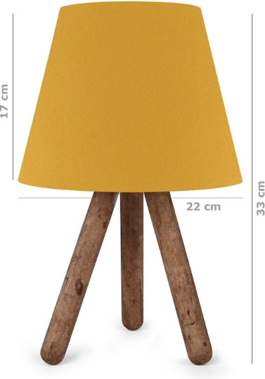 Megapap Lander Stoff Tischlampe für Fassung E27 mit Gelb Schirm und Braun Basis