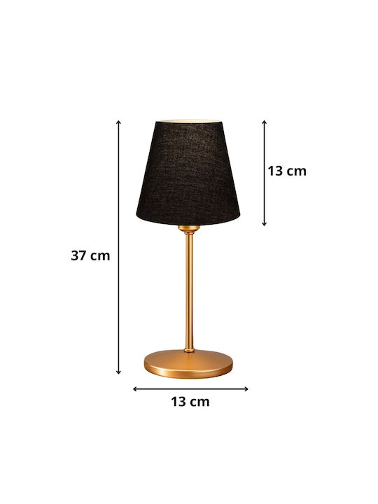 Megapap Santo Fabric Table Lamp for Socket E27 with Black Shade and Gold Base