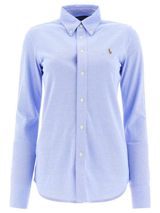 Women's Pique Monochrome Long Sleeve Shirt Light Blue
