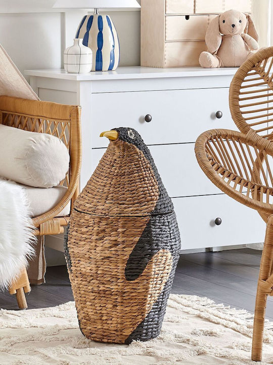 Beliani Wicker Storage Basket with Lid Beige 40cm