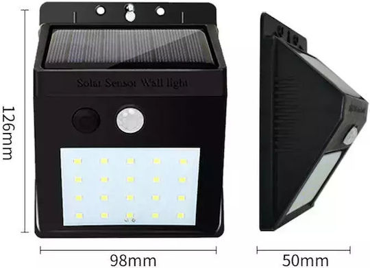Set of 6 Wall Solar Lights Cold White 6500K with Motion Sensor and Photocell IP65