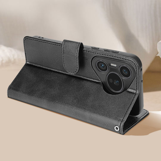 Avizar Folio Hülle Huawei Pura 70 Pro Brieftasche Handgelenkschlaufe Schwarz