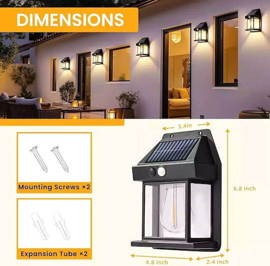 Set 8 Wand-Solarleuchten 1W 600lm Natürliches Weiß 4000K mit Bewegungssensor und Fotokontakt IP65