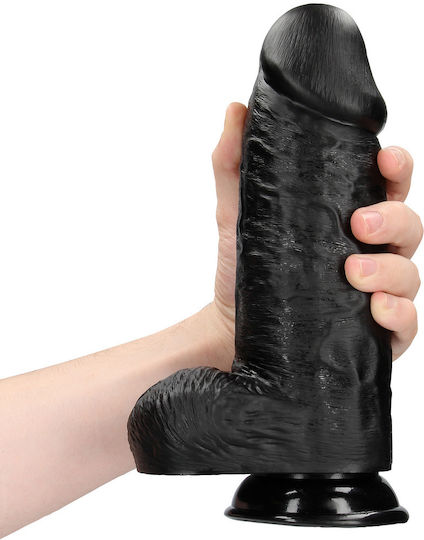 Shots Ρεαλιστικό Dildo με Όρχεις και Βεντούζα Μαύρο 23cm