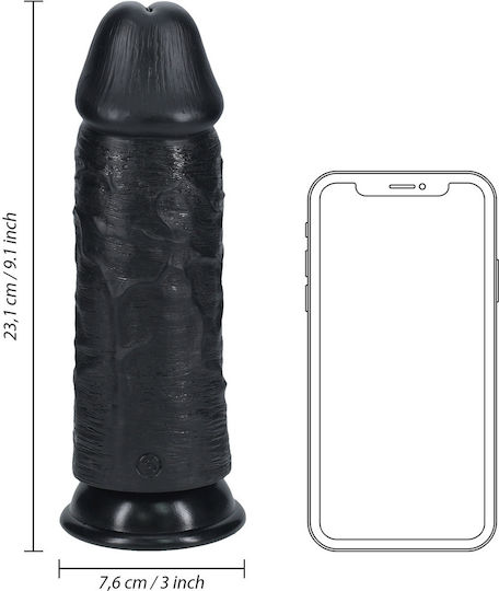 Shots Realistisches Dildo mit Hoden und Saugnapf Schwarz 23cm