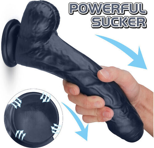 Passion Labs Ρεαλιστικό Dildo με Όρχεις και Βεντούζα Μαύρο 56cm