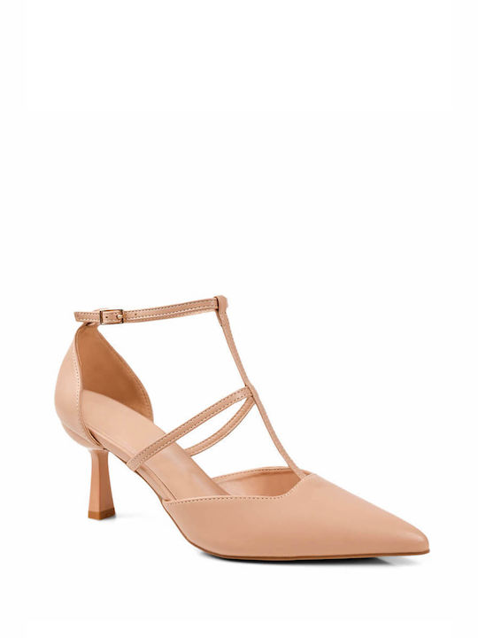 Ligglo Pointed Toe Pink Heels with Strap