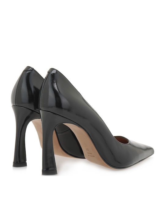 Leder Pumps mit hohem Absatz Schwarz