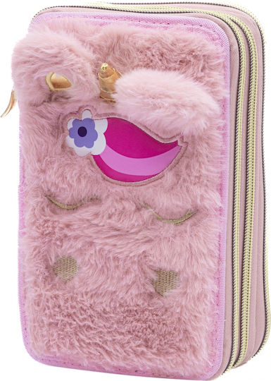 Triple Pencil Case Accessories Astrabag Fluffy Unicorn Ac31 20.5 X 13 X 6 Cm