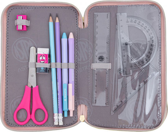 Triple Pencil Case Accessories Astrabag Fluffy Unicorn Ac31 20.5 X 13 X 6 Cm