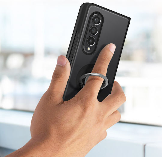 Case Samsung Galaxy Z Fold 3 Bi-material Metal Ring Support Black