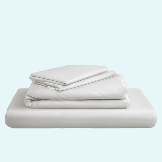 Nordic Paradise Комплект Плик за Завивка Памучен Единичен с Калъфка & 1 Чаршаф 140x200 Pearl White