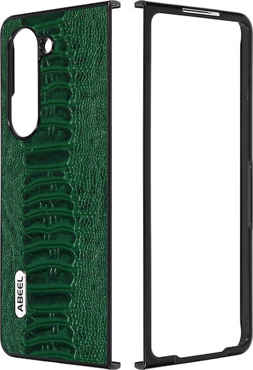 Калъф Abeel за Samsung Z Fold 5 Хибридна Кожа Змийски Модел Тъмнозелен