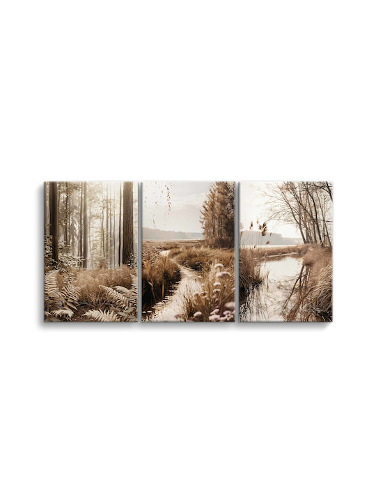 Naklejkomania Τρίπτυχος Πίνακας σε Καμβά 60x120cm