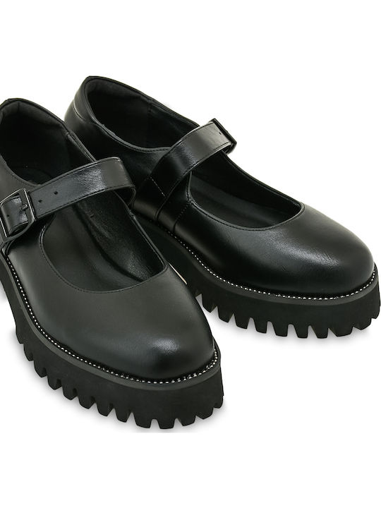 Synthetic Leather Ballerinas Mary Jane Black