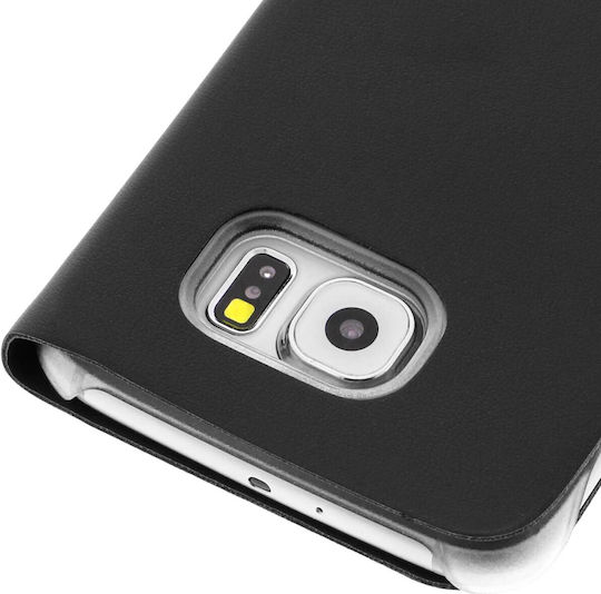 Калъф тип книга с прозорец за Samsung Galaxy S6 – Черен