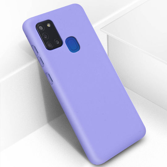 Заден капак Samsung Galaxy A21s полутвърд с меко покритие виолетов