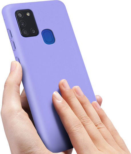 Заден капак Samsung Galaxy A21s полутвърд с меко покритие виолетов