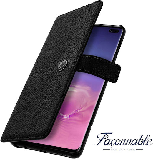 Samsung Galaxy S10 Plus Flip Case Kartenhalter Textur-Effekt Façonnable Schwarz