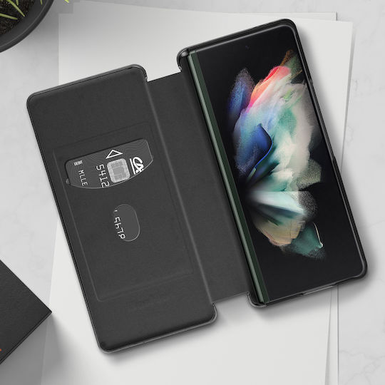 Folio Case Samsung Galaxy Z Fold 3 Card-holder & Stand Carbon Effect Black